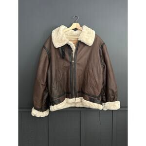 Vintage Leather B3 Aviator Brown Bomber Jacket Lloyd Elliots Country Club Size M